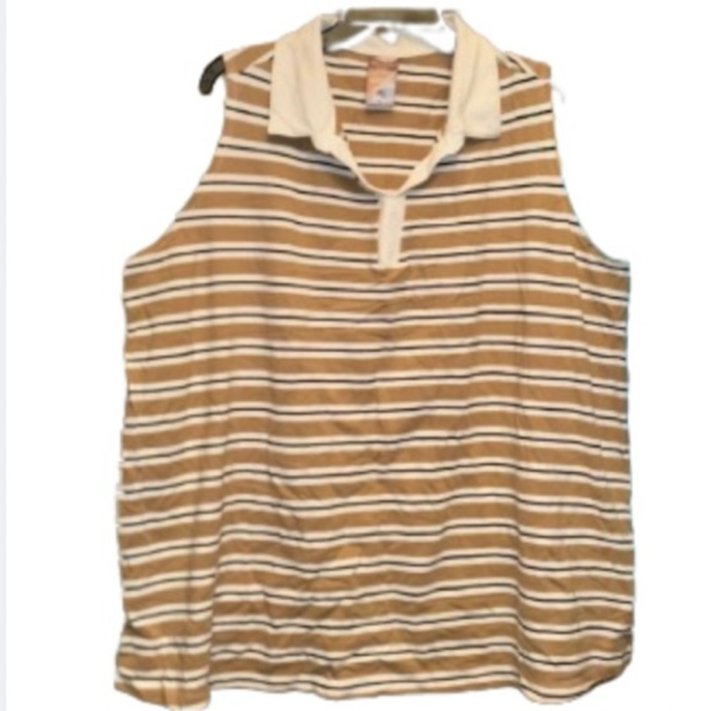 🎉 3xl 22W 24W striped collar tank